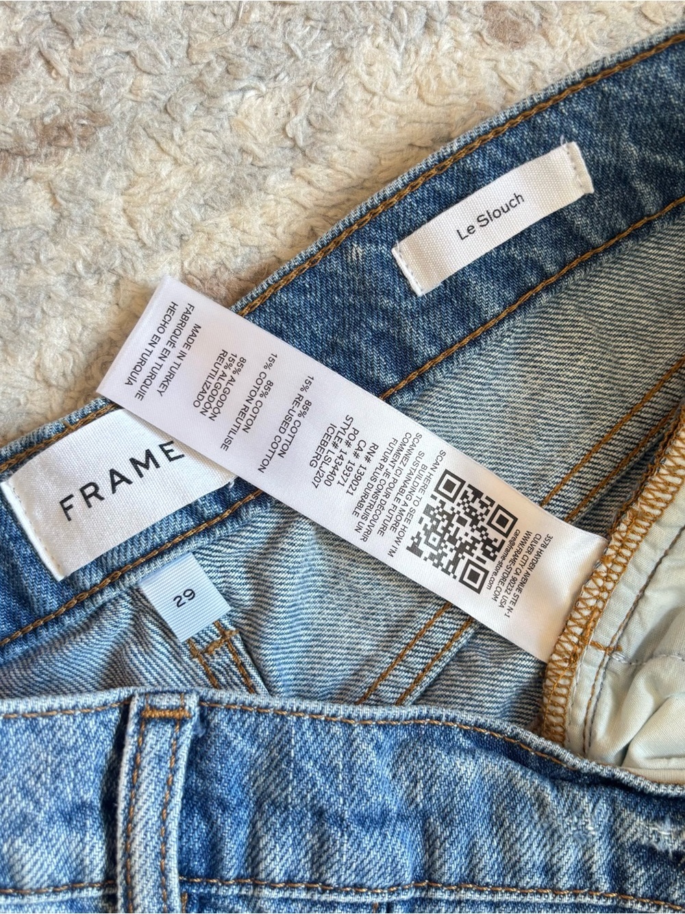 Frame Denim Le Slouch Mid-Rise Straight Leg Jeans Iceberg Button-Fly Distressed - Picture 8 of 8